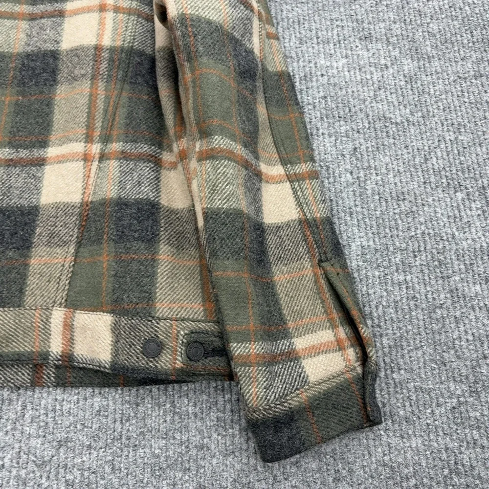 Levis Jacket Mens L Green Wool Blend Plaid Trucker 70587 Casual Rare Winter - Picture 8 of 9